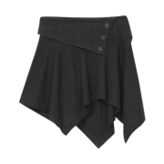 (W) Miseki Seoul Unbalanced Flow Mini Skirt Black