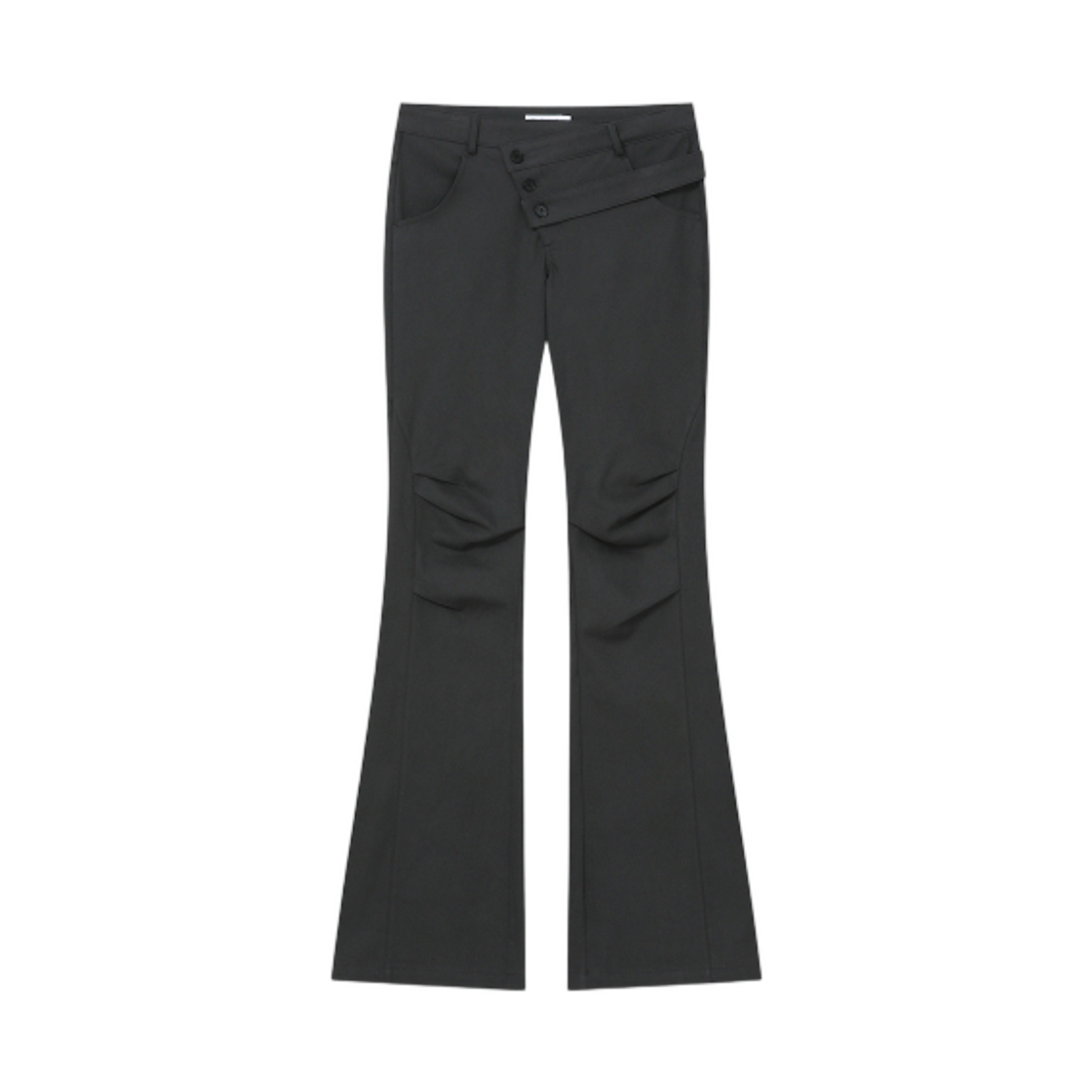 - (W) Miseki Seoul Diagonal Strap Bootcut Pants Charcoal