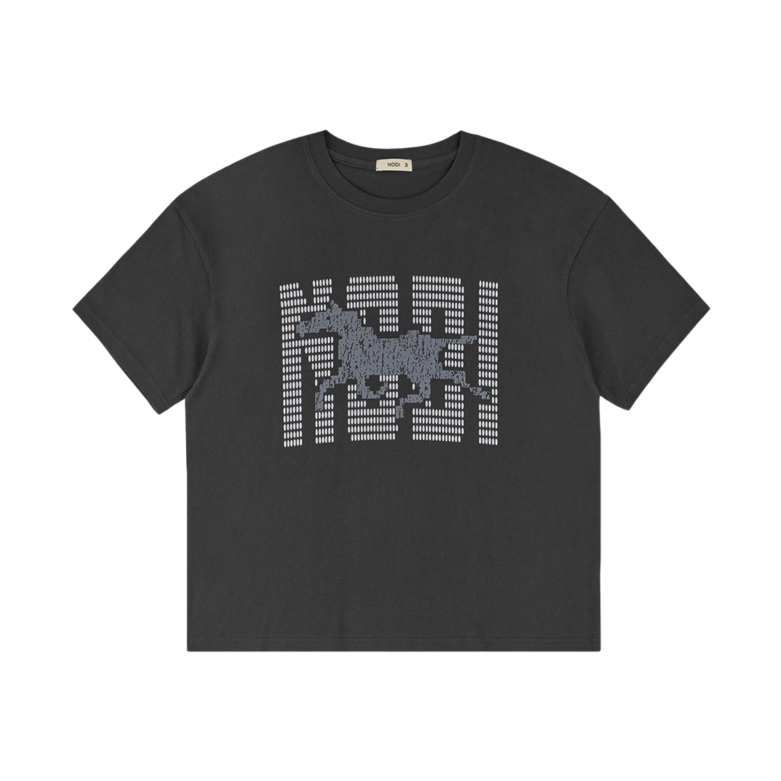 ND_CTO_013_CC NODI Loading Horse Crop Tee Charcoal