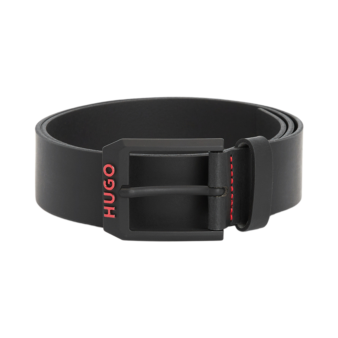 휴고 보스 앵귤러 로고 버클 이탈리안 레더 벨트 블랙(Hugo Boss Italian Leather Belt with Angular Logo Buckle Black)