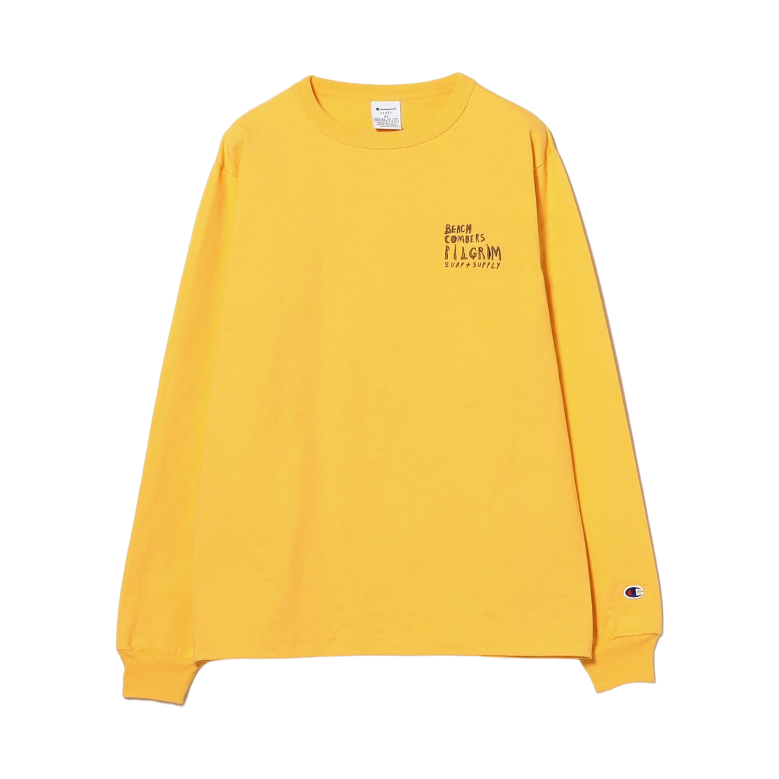 - (W) Pilgrim Surf+Supply x Champion x Mike Pare Embroidery Long Sleeve T-Shirt Yellow