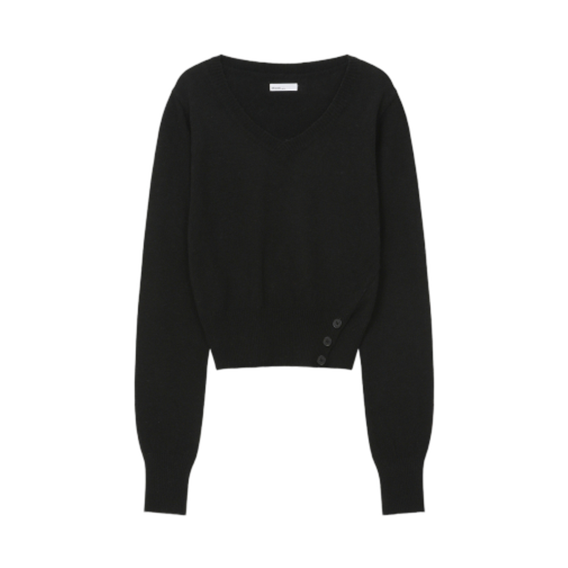 (W) 미세키서울 브이넥 슬릿 버튼 니트 블랙((W) Miseki Seoul Vneck Slit Button Knit Black) - 1