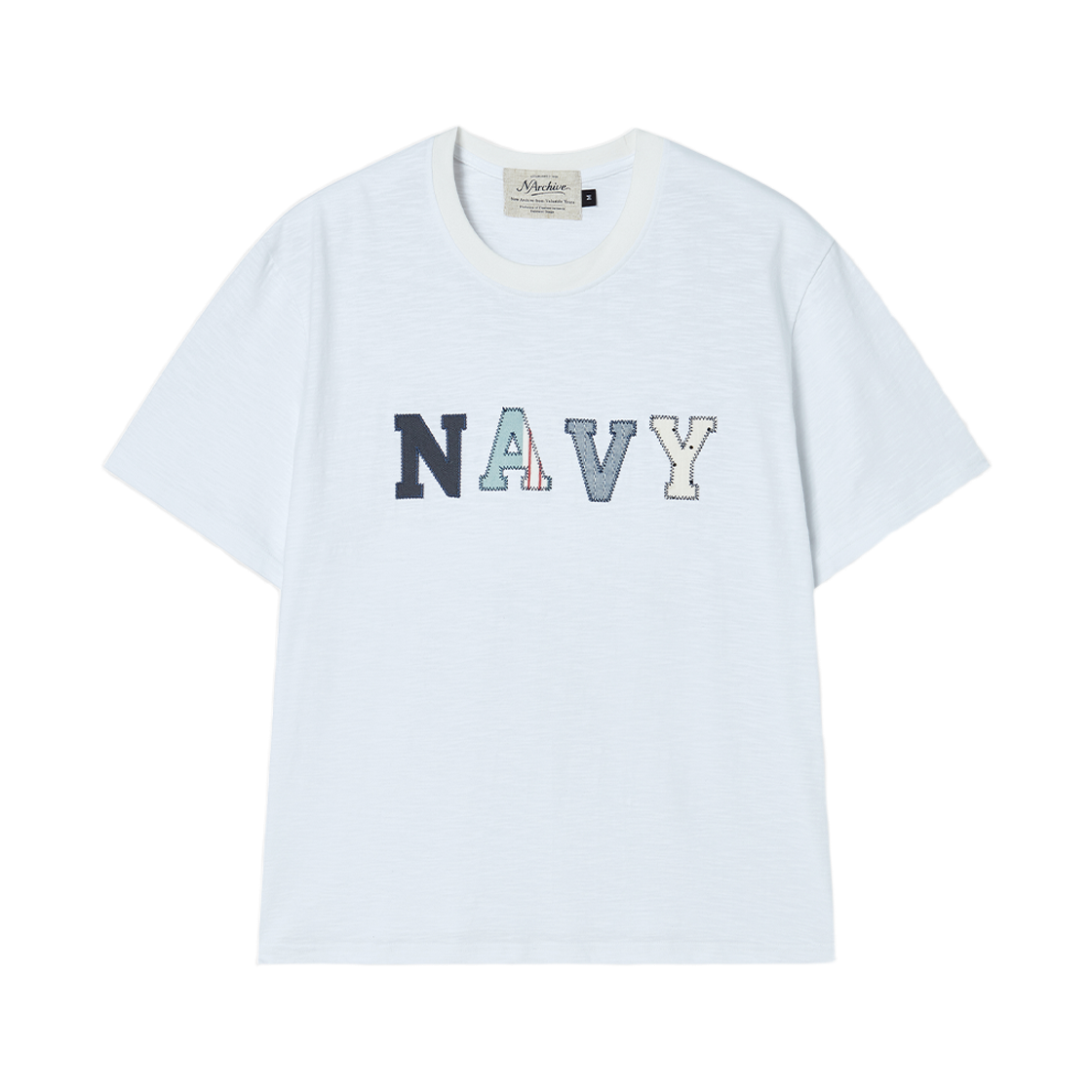 엔 아카이브 빈티지 패치워크 슬럽 반팔 티셔츠 화이트(N ARCHIVE Vintage Patchwork Slub T-Shirt White) - 1