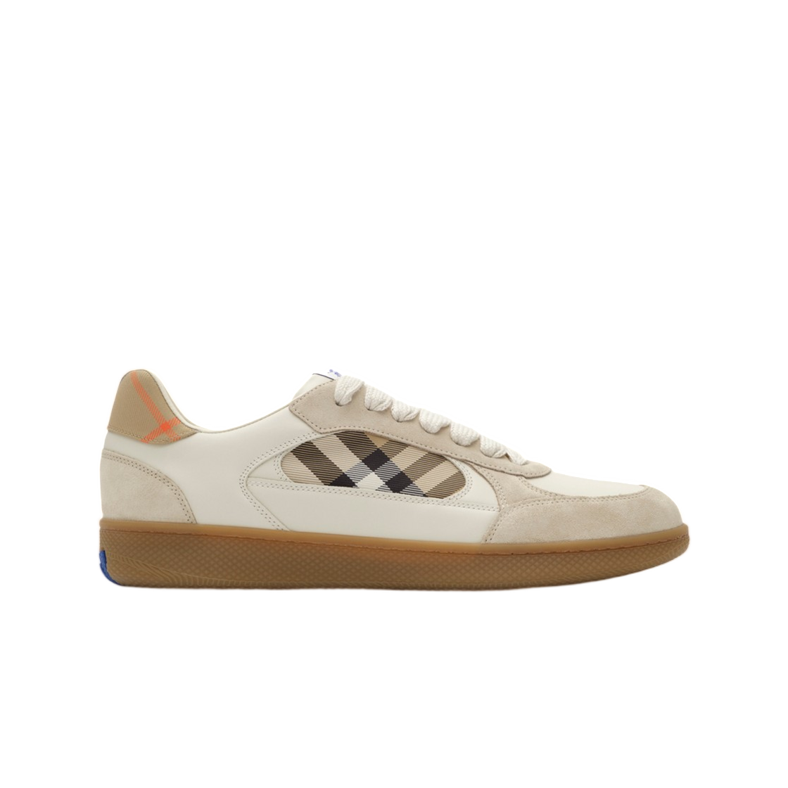 8127510 Burberry Leather Suede and Check Terrace Sneakers Dove Beige Grey Sand Beige