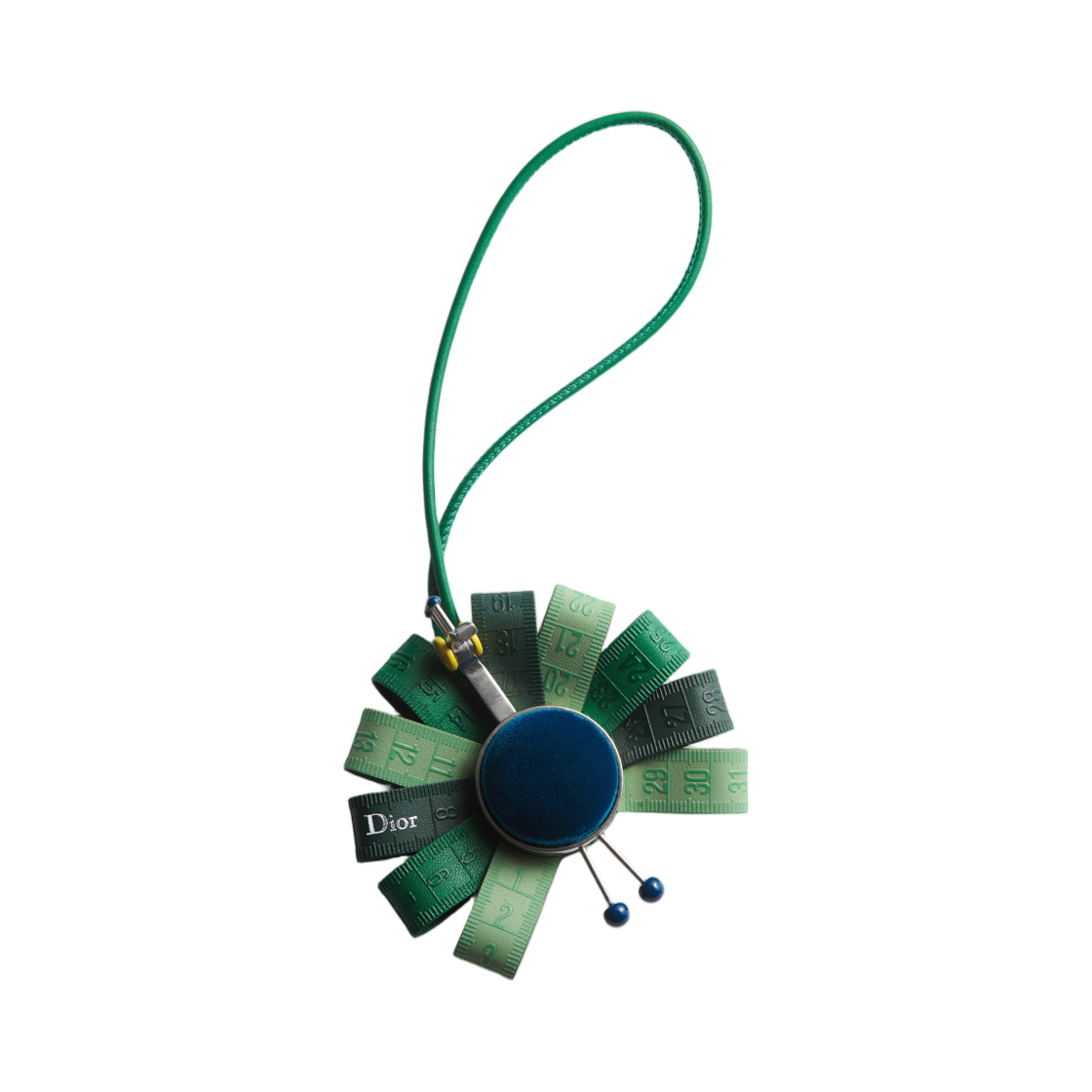 2ESKH663GTV-H566 Dior Peacock Bag Charm Calfskin Finish Brass Green Blue