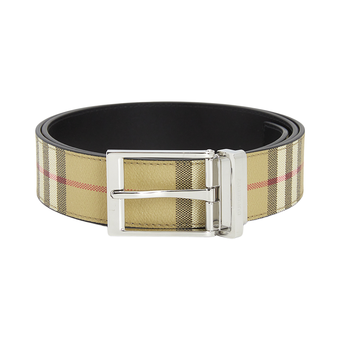 8122662 Burberry Reversible Check Belt Archive Beige