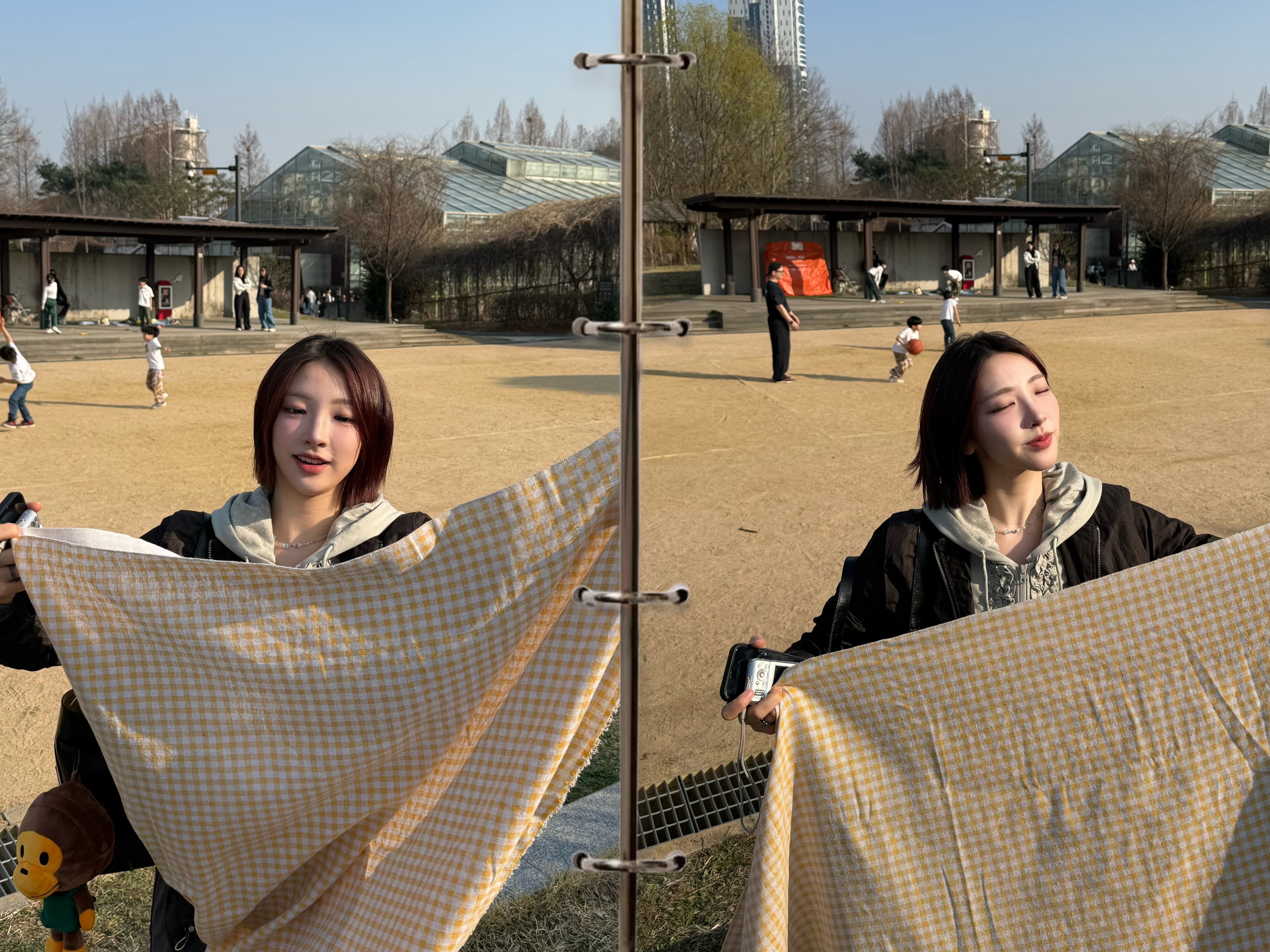 OJOS Side Panel Mermaid Maxi Skirt / Light Black, OJOS Tassel Collar Knit Cardigan Grey 착용 스타일 - 4