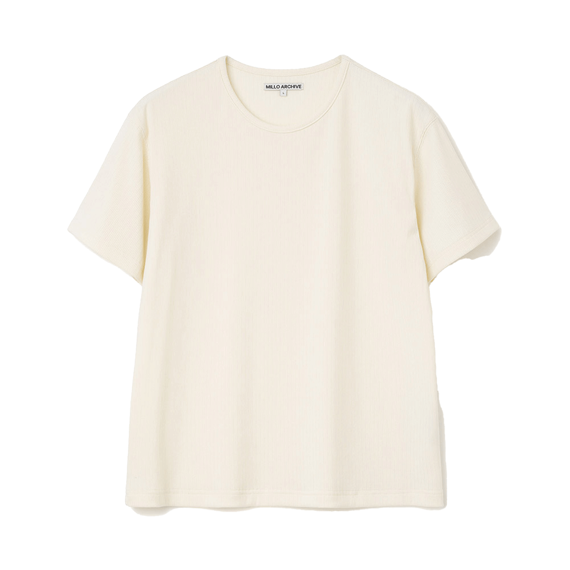 밀로 아카이브 텍스처 크롭 U넥 티셔츠 크림(Millo Archive Texture Crop U Neck T-Shirt Cream)