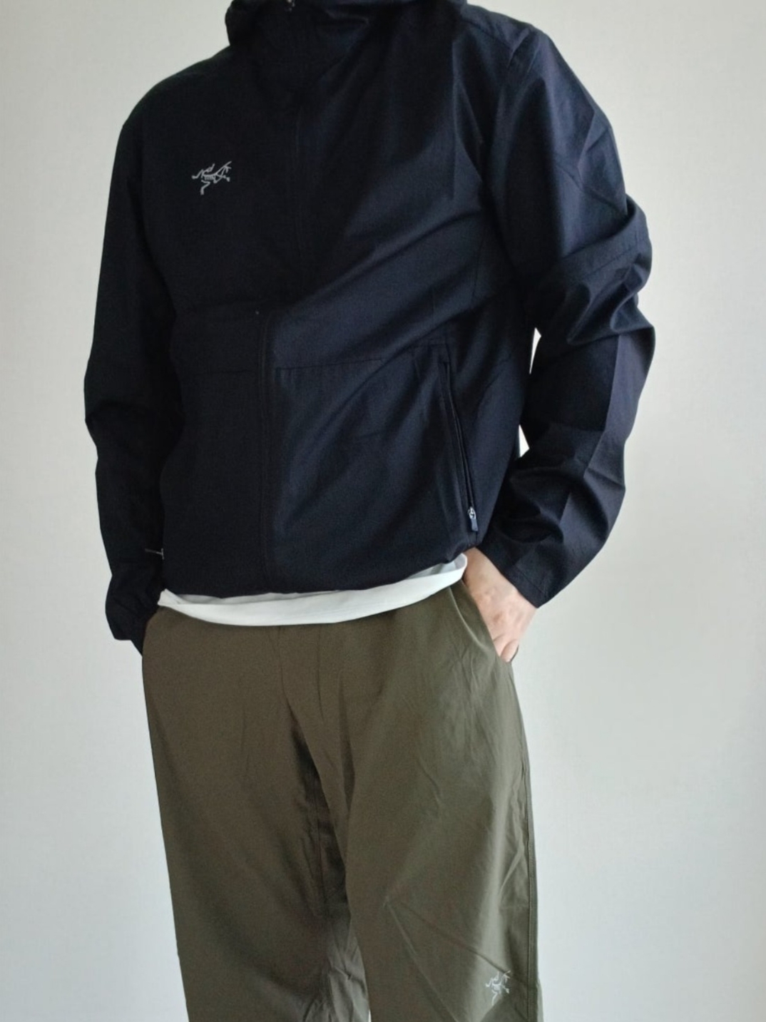 Arc'teryx Incendo Airshell Hoody Black, Arc'teryx Incendo Pants Black 착용 스타일 - 3