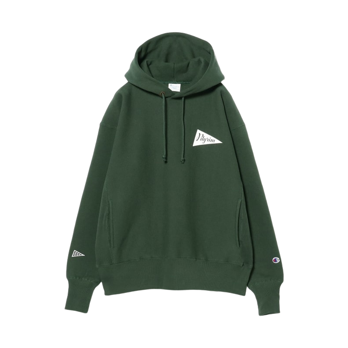 - (W) Pilgrim Surf+Supply x Champion Team Hoodie Dark Green