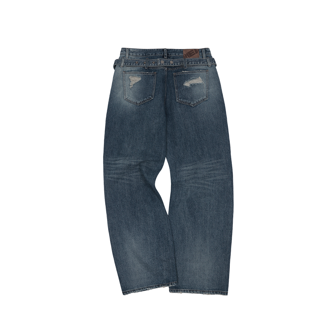 메아 포켓 벨트 데미지 데님 팬츠 인디고(Mea Pocket Belt Damaged Denim Pants Indigo) - 2