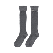 (W) Miseki Seoul Shirring Knee Socks Charcoal