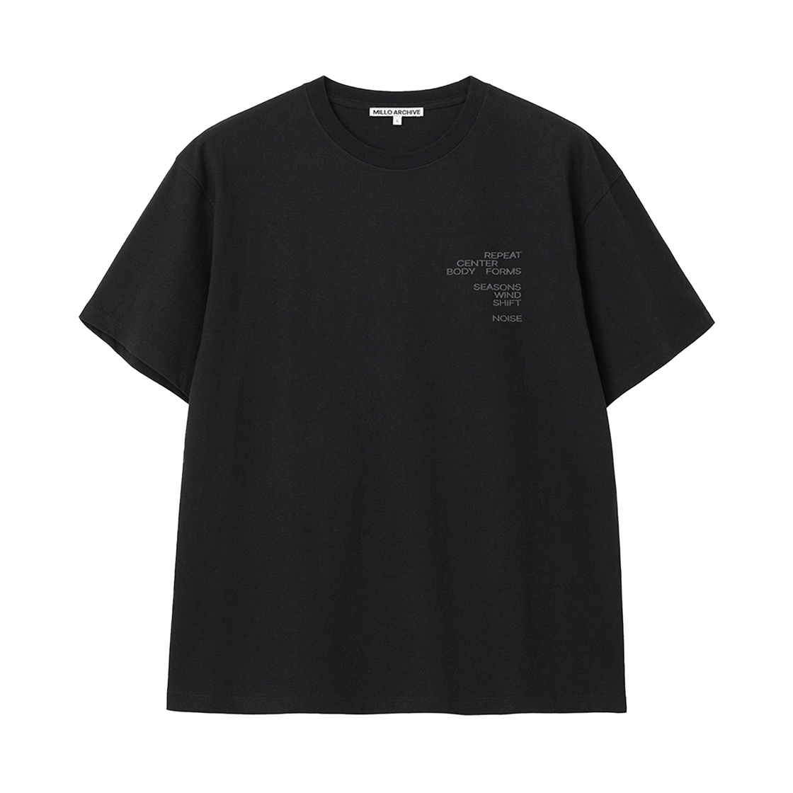 밀로 아카이브 리핏 타이포 티셔츠 블랙(Millo Archive Repeat Typo T-Shirt Black)