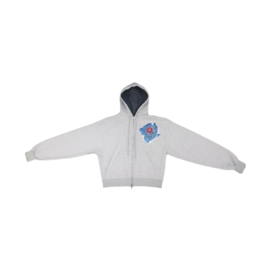 더그레이티스트 로즈 데님  패치 후디 멜란지(The Greatest Rose Denim Patch Hoodie Melange) - 1