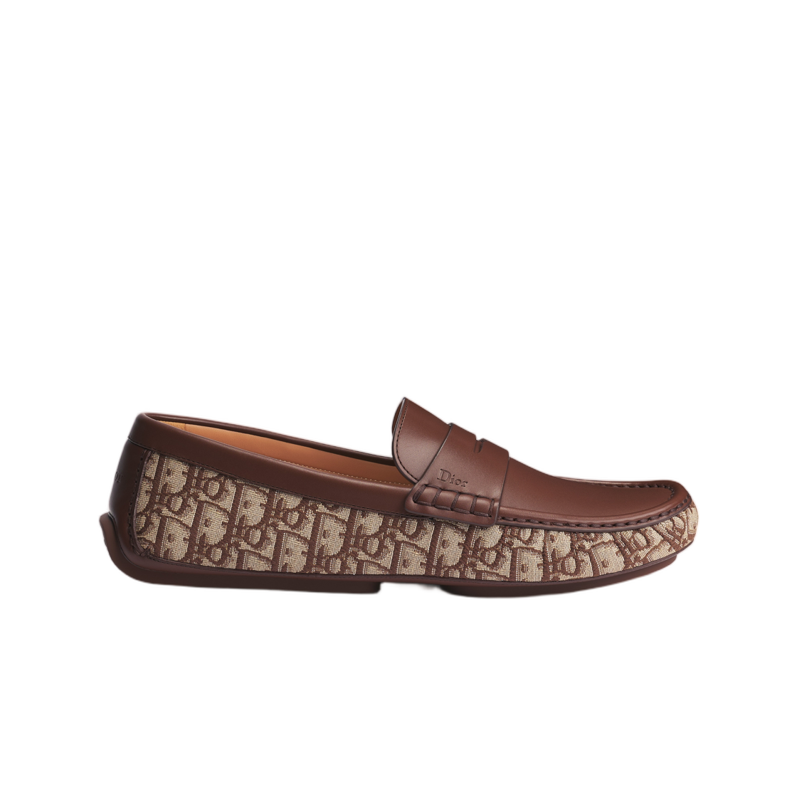 3LO209ADM-H136 Dior Lodi Loafer Smooth Calfskin And Dior Oblique Jacquard Brown