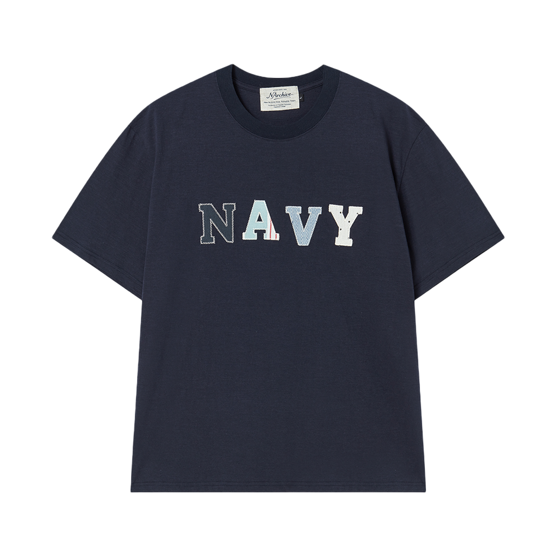 엔 아카이브 빈티지 패치워크 슬럽 반팔 티셔츠 네이비(N ARCHIVE Vintage Patchwork Slub T-Shirt Navy) - 1