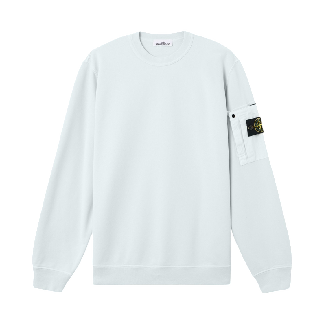 L1S1561000-19S0410-V0041 Stone Island 6100019 Cotton Fleece Regular-Fit Crewneck Sweatshirt with Seasonal Pocket Sky Blue - 26SS