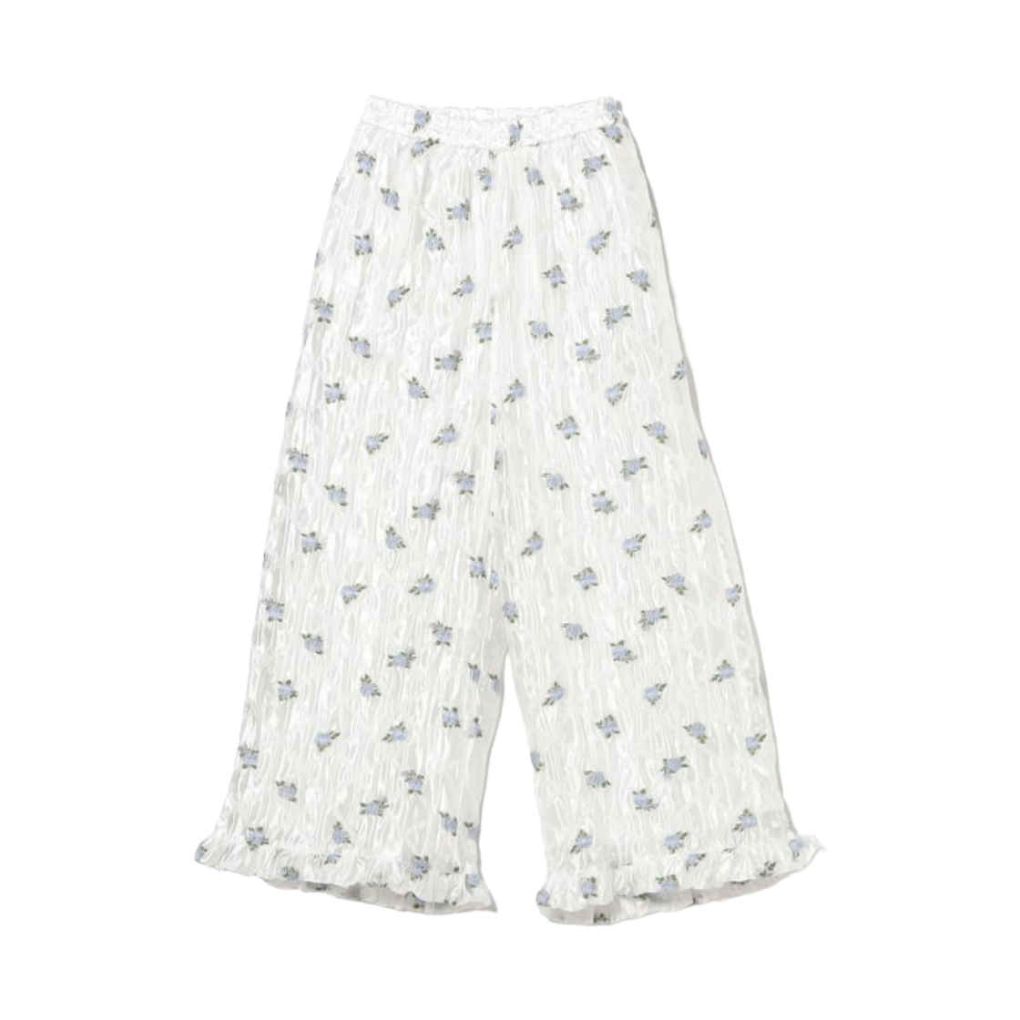 (W) 카롤리나 글레이서 플로럴 프릴 팬츠 오프 화이트((W) Carolina Glaser Floral Frill Pants Off White) - 1