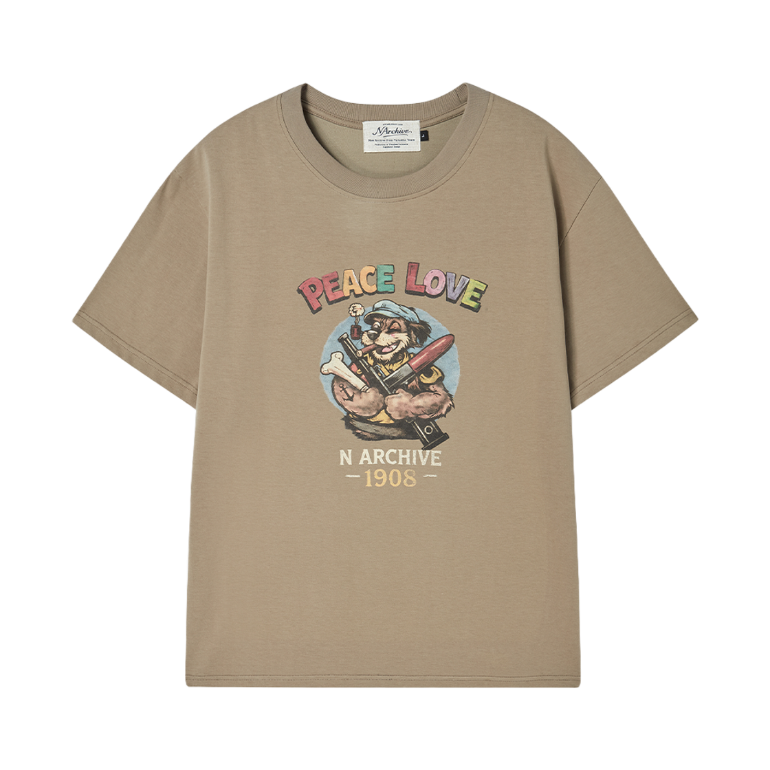 엔 아카이브 유틸리티 빈티지 워시드 반팔 티셔츠 카키(N ARCHIVE Utility Vintage Washed T-Shirt Khaki) - 1