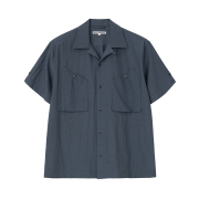 Millo Archive Texture Brushed Roll Up Half Shirt Smoke Blue