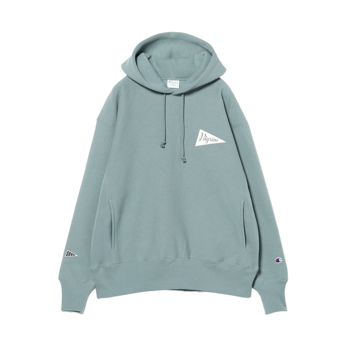 - (W) Pilgrim Surf+Supply x Champion Team Hoodie Blue Gray