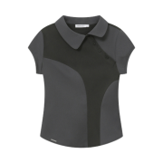 (W) Miseki Seoul Diagonal Placket Layered Shirt Charcoal