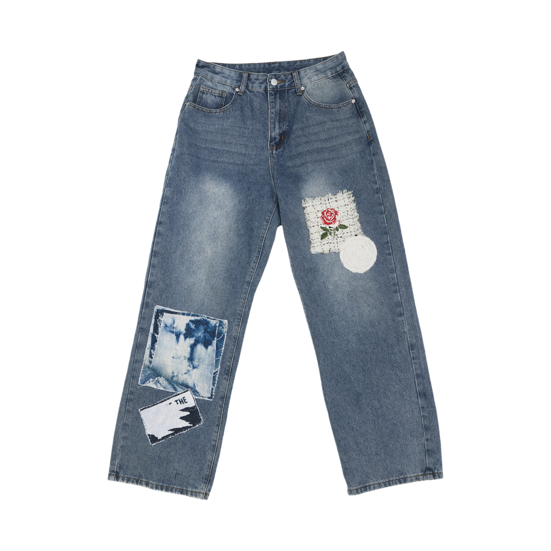 더그레이티스트 로즈 패치 데님 팬츠 블루(The Greatest Rose Patch Denim Pants Blue)