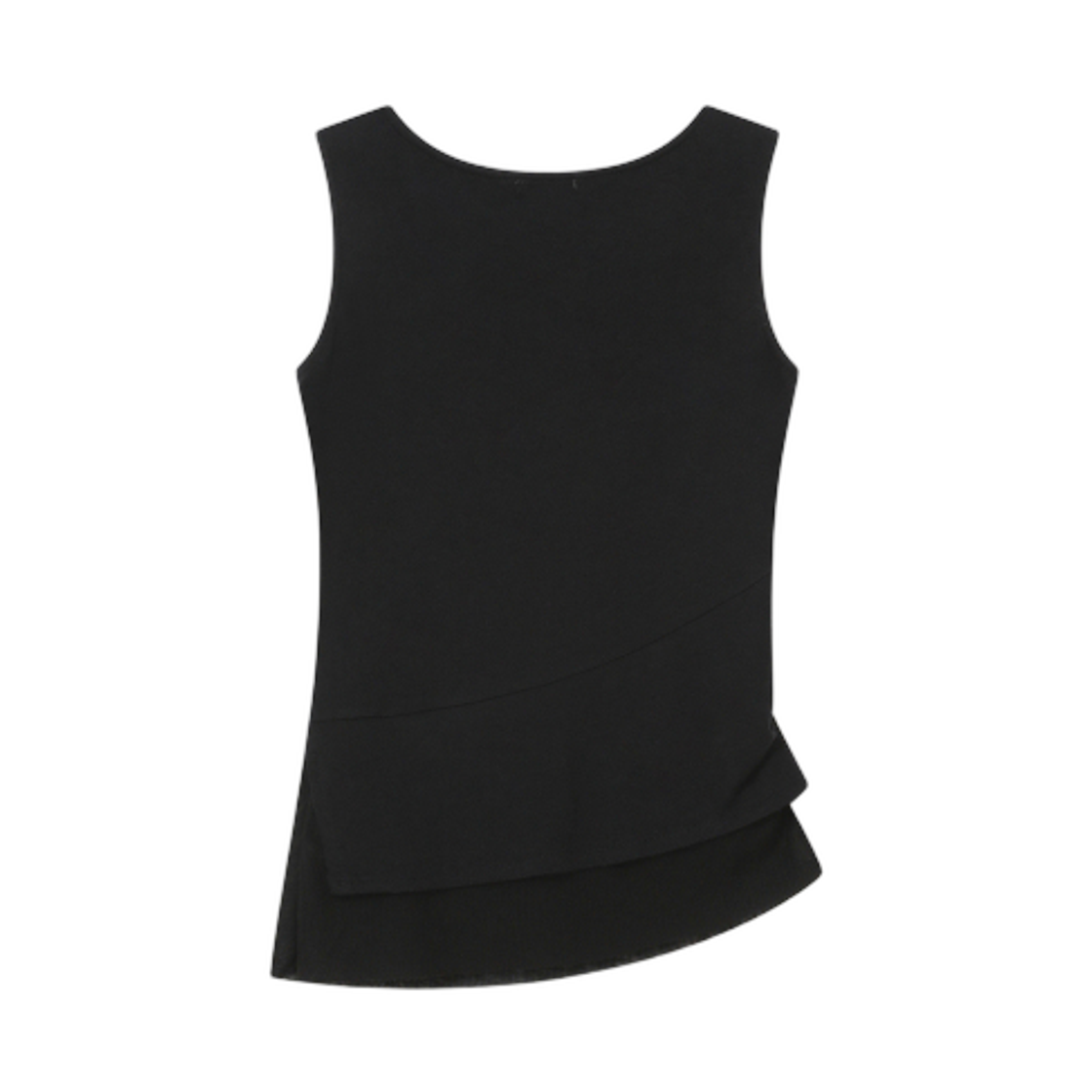 (W) 미세키서울 언밸런스드 시어 레이어드 슬리브리스 블랙((W) Miseki Seoul Unbalanced Sheer Layered Sleeveless Black) - 2
