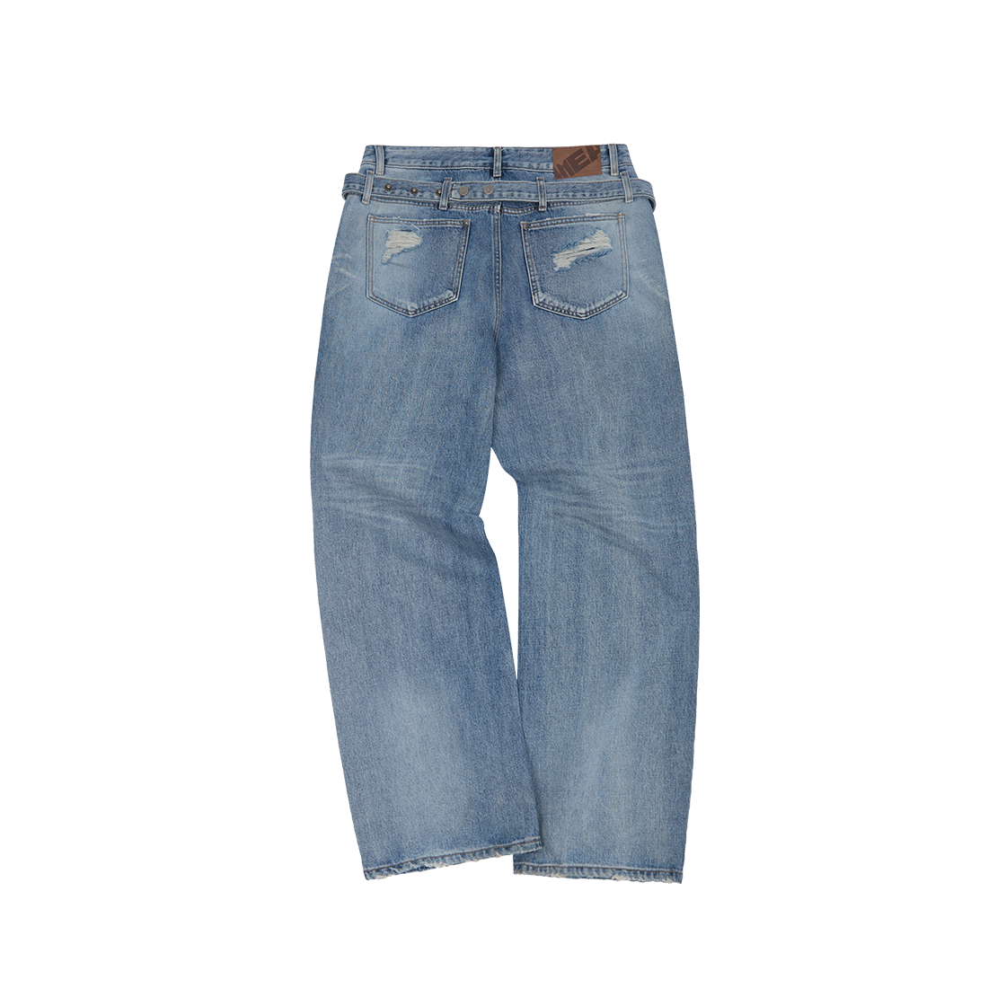 메아 포켓 벨트 데미지 데님 팬츠 라이트 인디고(Mea Pocket Belt Damaged Denim Pants Light Indigo) - 2