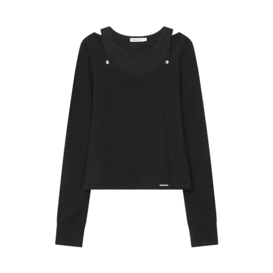 - (W) Miseki Seoul Layered Line Sheer Long Sleeve Black