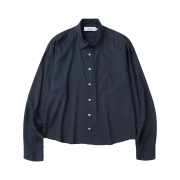 Knitted Linen Crop Shirts Navy