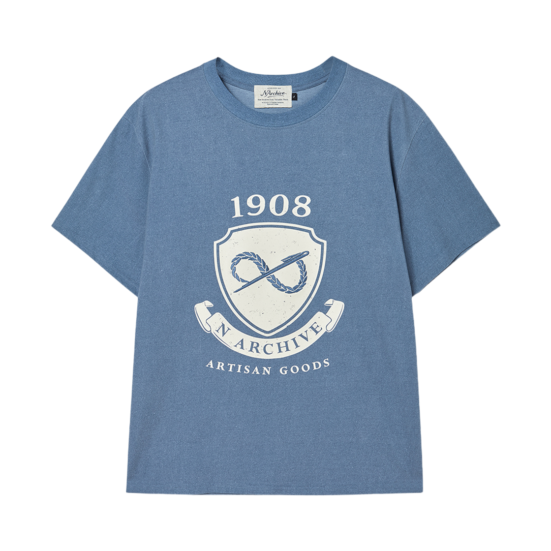 엔 아카이브 아티잔 스티치 빈티지 워시드 반팔 티셔츠 네이비(N ARCHIVE Artisan Stitch Vintage Washed T-Shirt Navy) - 1