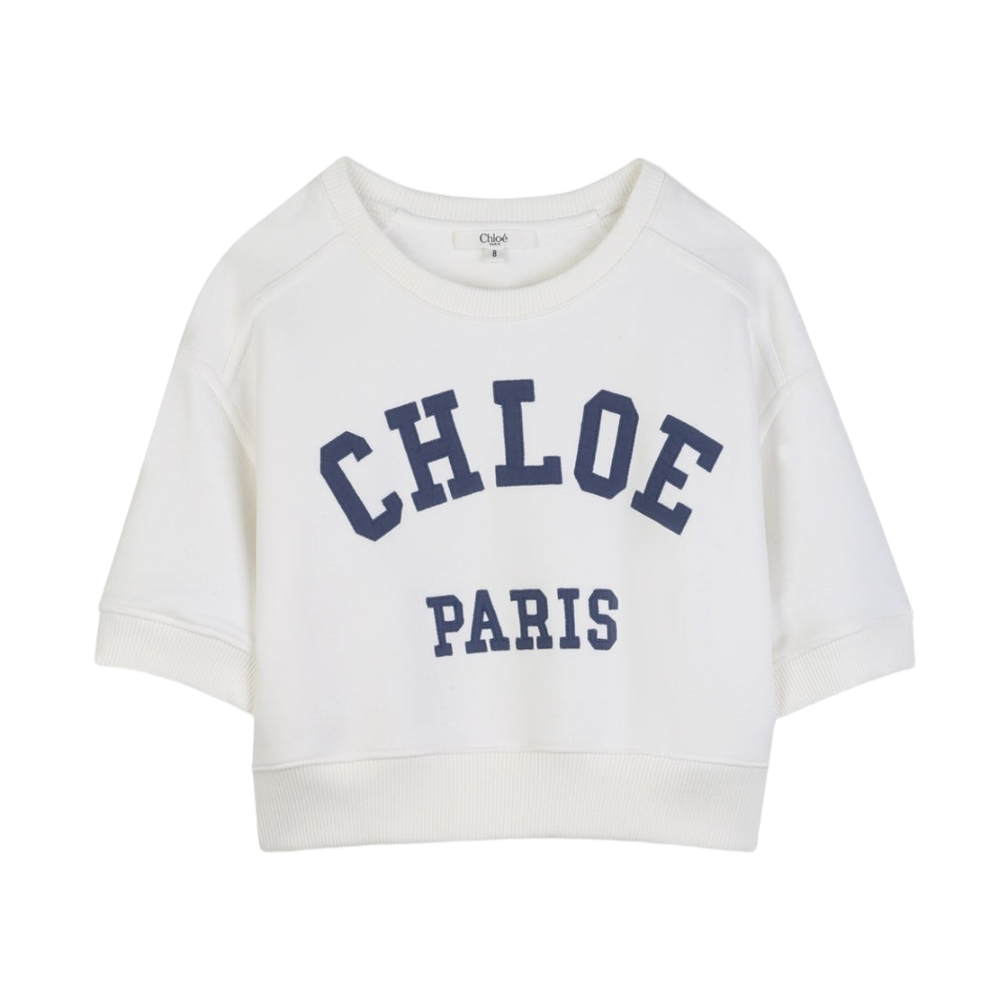(키즈) 끌로에 크롭 로고 자수 티셔츠 화이트((Kids) Chloe Cropped Logo Embroidery T-Shirt White)