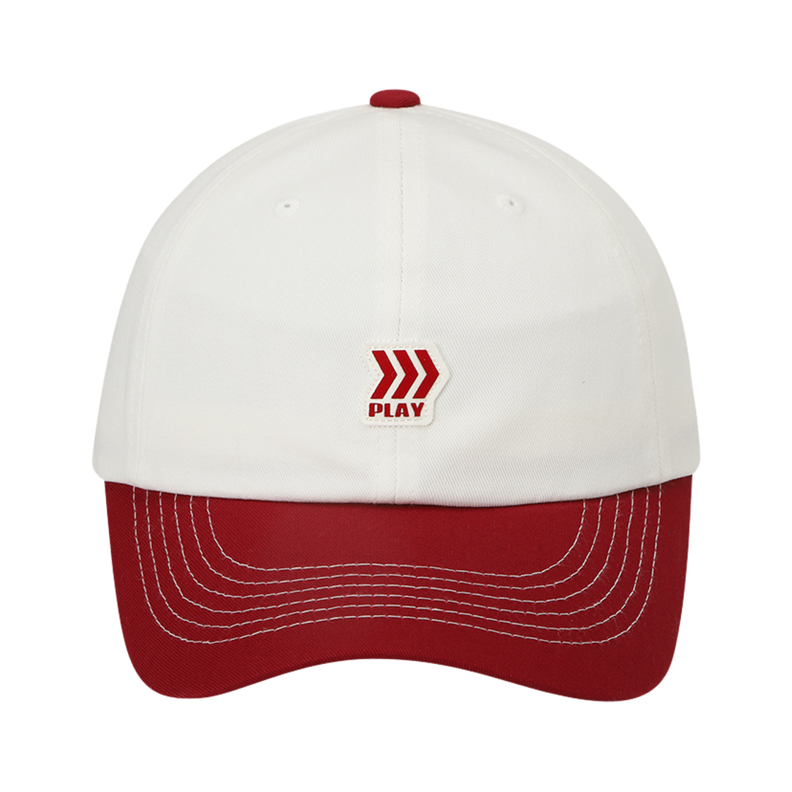 GWBFCA09999 WILLBE PLAY Logo Point Two Tone Ball Cap Burgundy