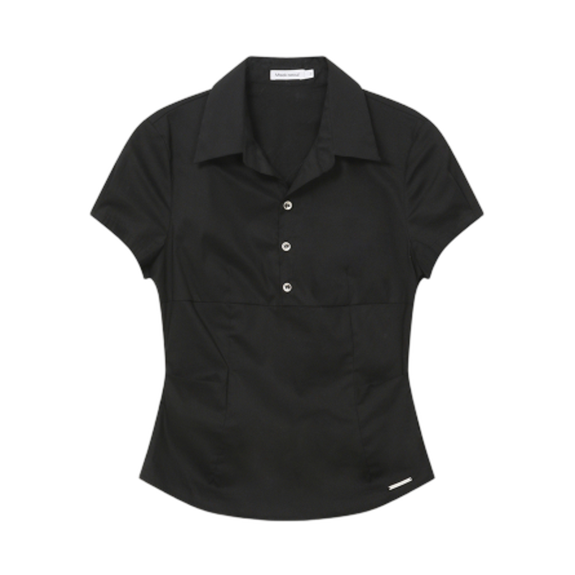 (W) 미세키서울 피티드 캡 슬리브 셔츠 블랙((W) Miseki Seoul Fitted Cap Sleeves Shirts Black)