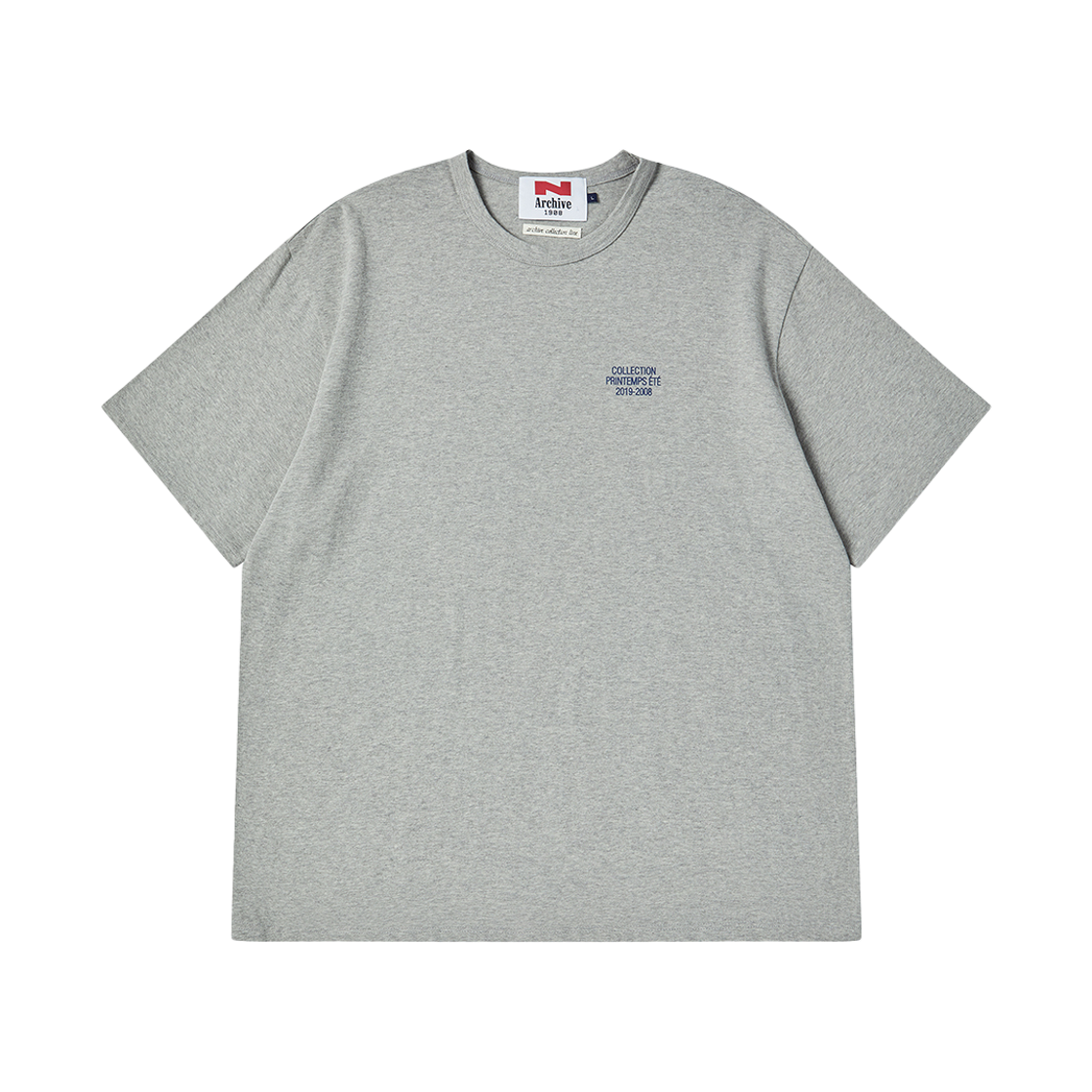 NV25SPRS01GR N ARCHIVE Archive Stamp Print 16's Cotton 1/2 T-Shirt Gray
