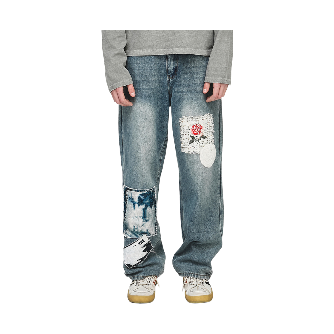 더그레이티스트 로즈 패치 데님 팬츠 블루(The Greatest Rose Patch Denim Pants Blue) - 2