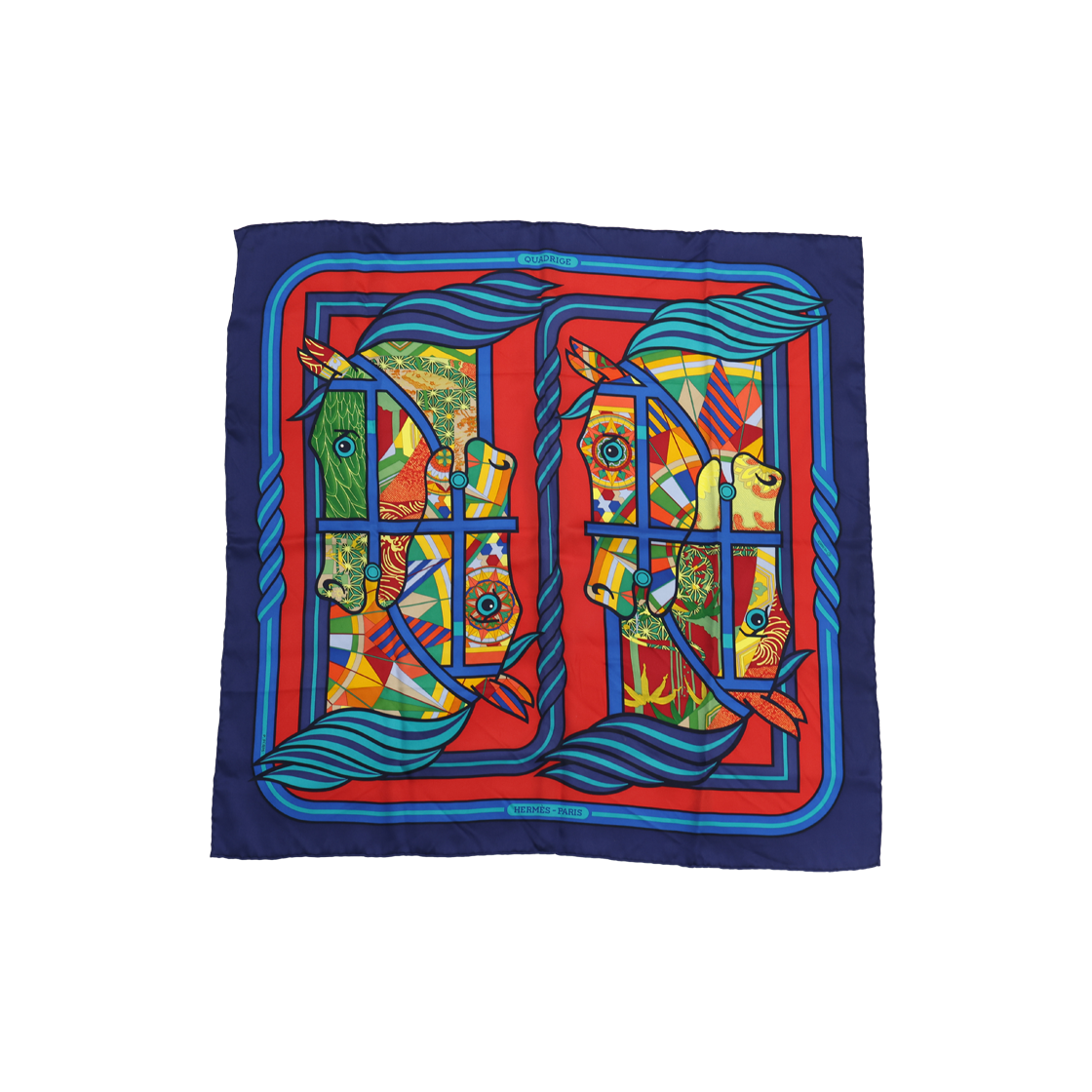IT3A4FA7E2QT Hermes Quadrige Costume Silk Scarf