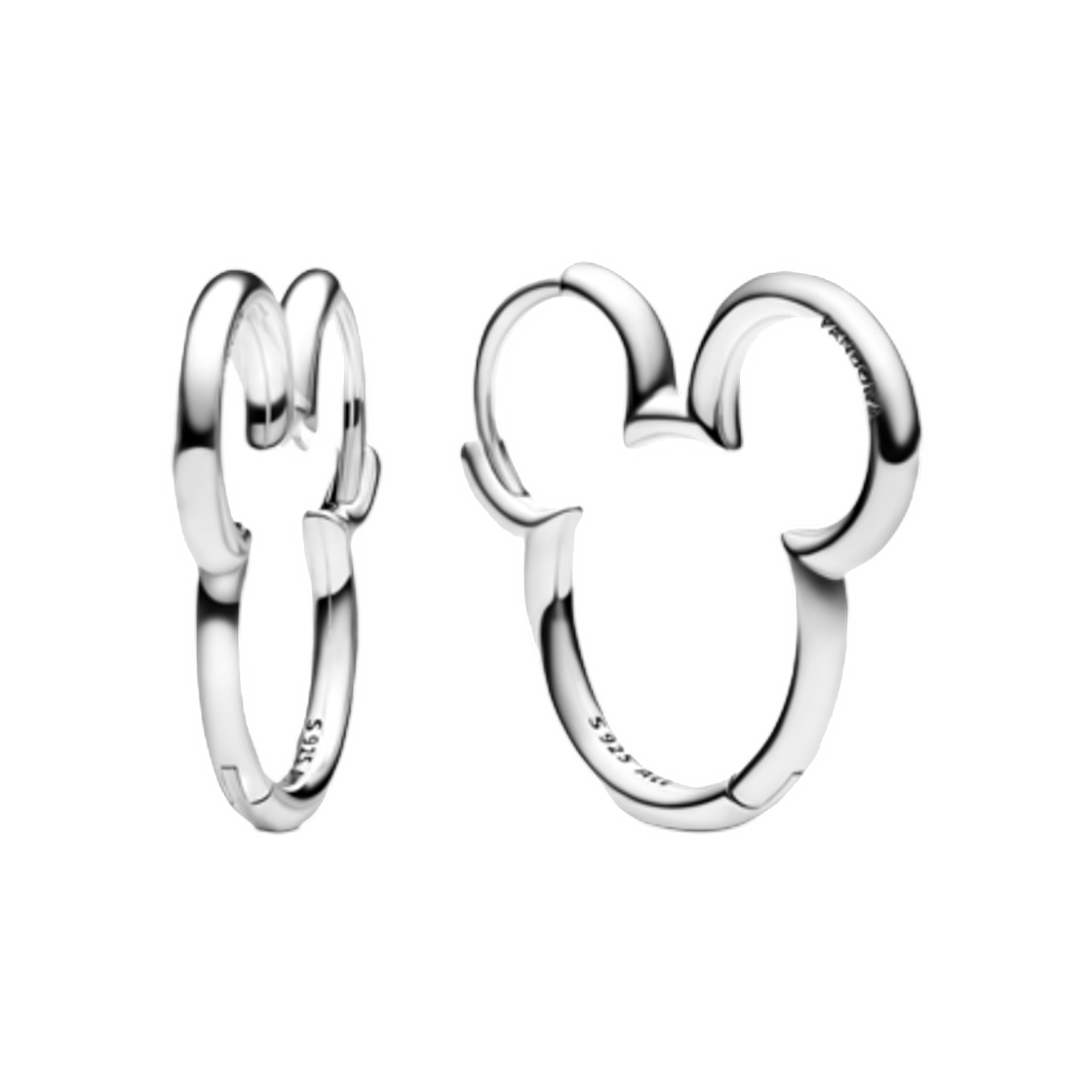(W) 판도라 디즈니 미키마우스 실루엣 후프 이어링 스털링 실버((W) Pandora Disney Mickey Mouse Silhouette Hoop Earrings Sterling Silver) - 1