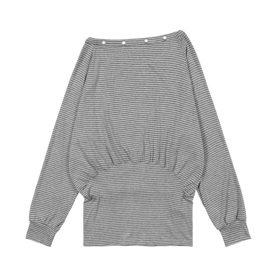(W) 팬시 클럽 드로잉 스트라이프 오프숄더 그레이((W) Fancy Club Drawing Stripe Off Shoulder Gray) - 2