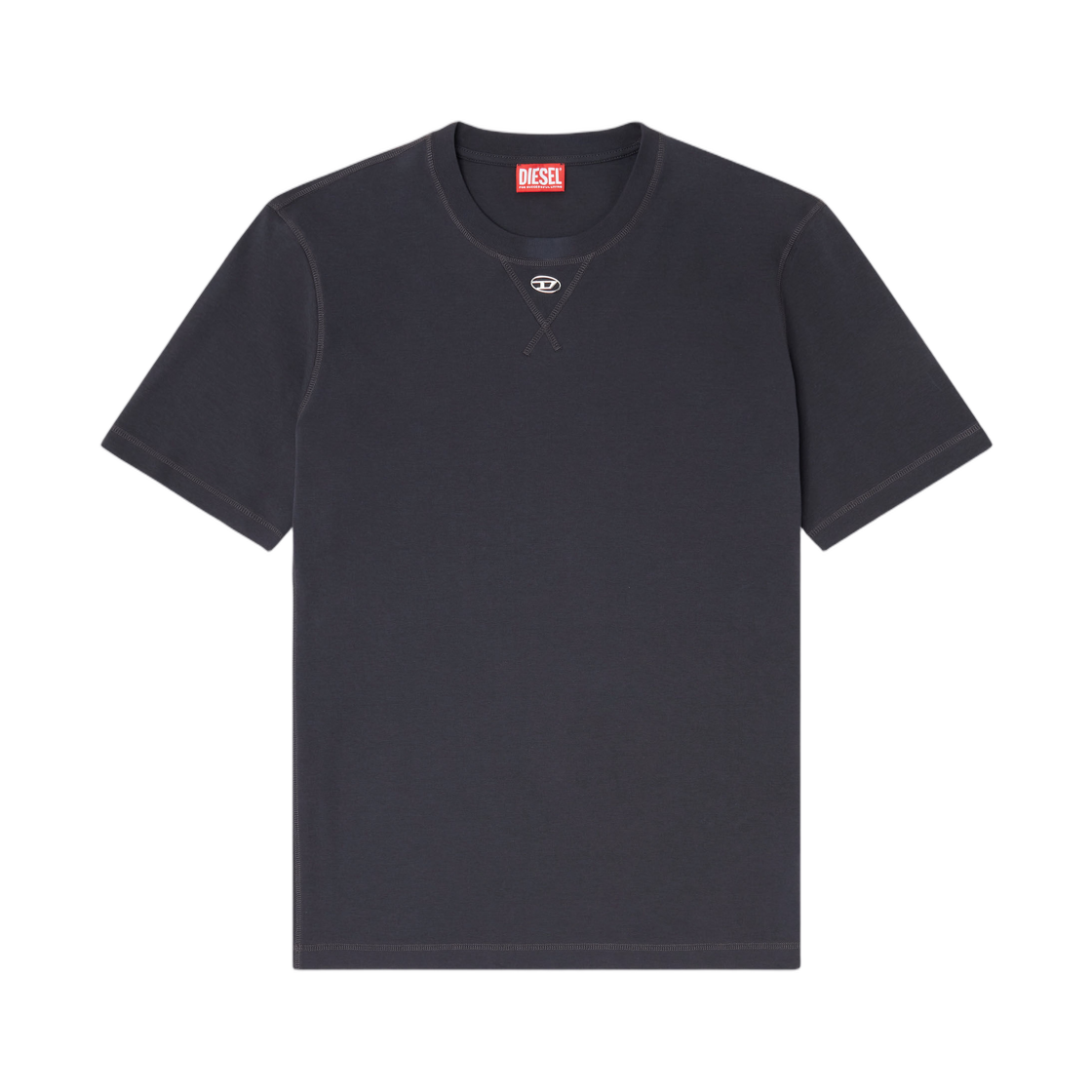 A199630AIJU-9XX Diesel Regular T-Shirt with Crew Neck and Oval D Dark Grey
