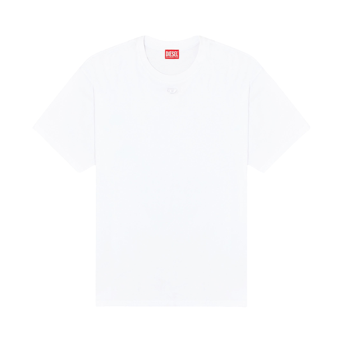 A200490NIAX-100 Diesel Relaxed Cotton T-Shirt with Oval D Embroidery White