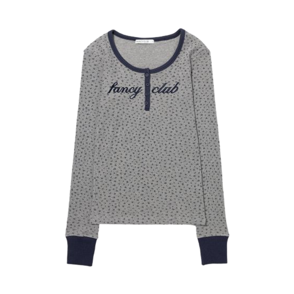 (W) 팬시 클럽 헨리넥 와플 롱슬리브 플라워((W) Fancy Club Henry Neck Waffle Long Sleeve Flower)