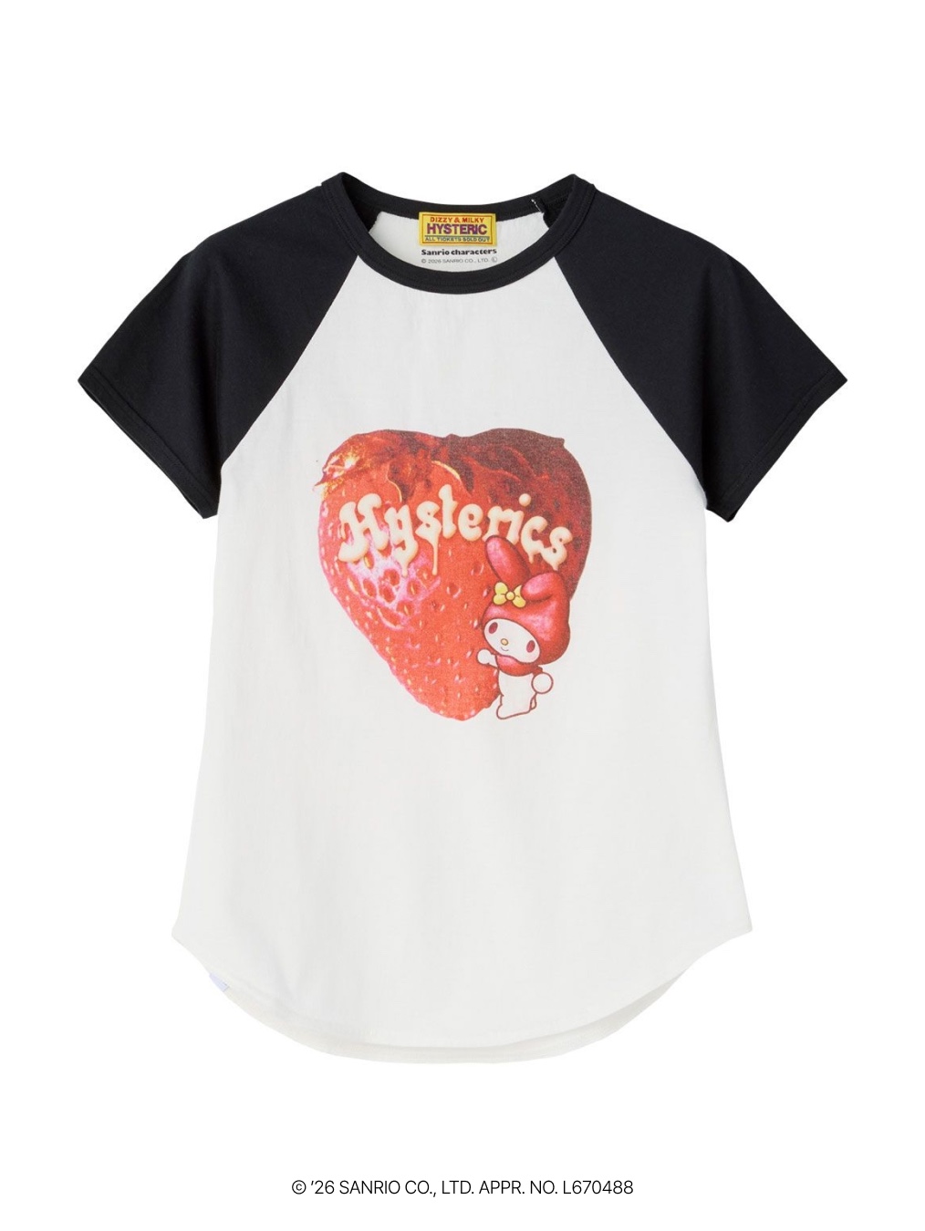 (W) Hysteric Glamour x Sanrio Kitty On Woman T-Shirt White, (W) Hysteric Glamour x Sanrio Characters Band T-Shirt White 착용 스타일 - 5