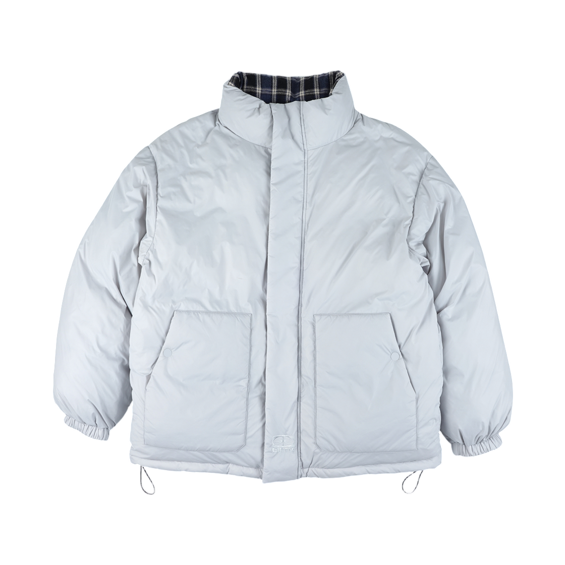 이알티알 리버시블 체크 패딩 자켓 라이트 그레이(ERTR Reversible Check Padded Jacket Light Grey)