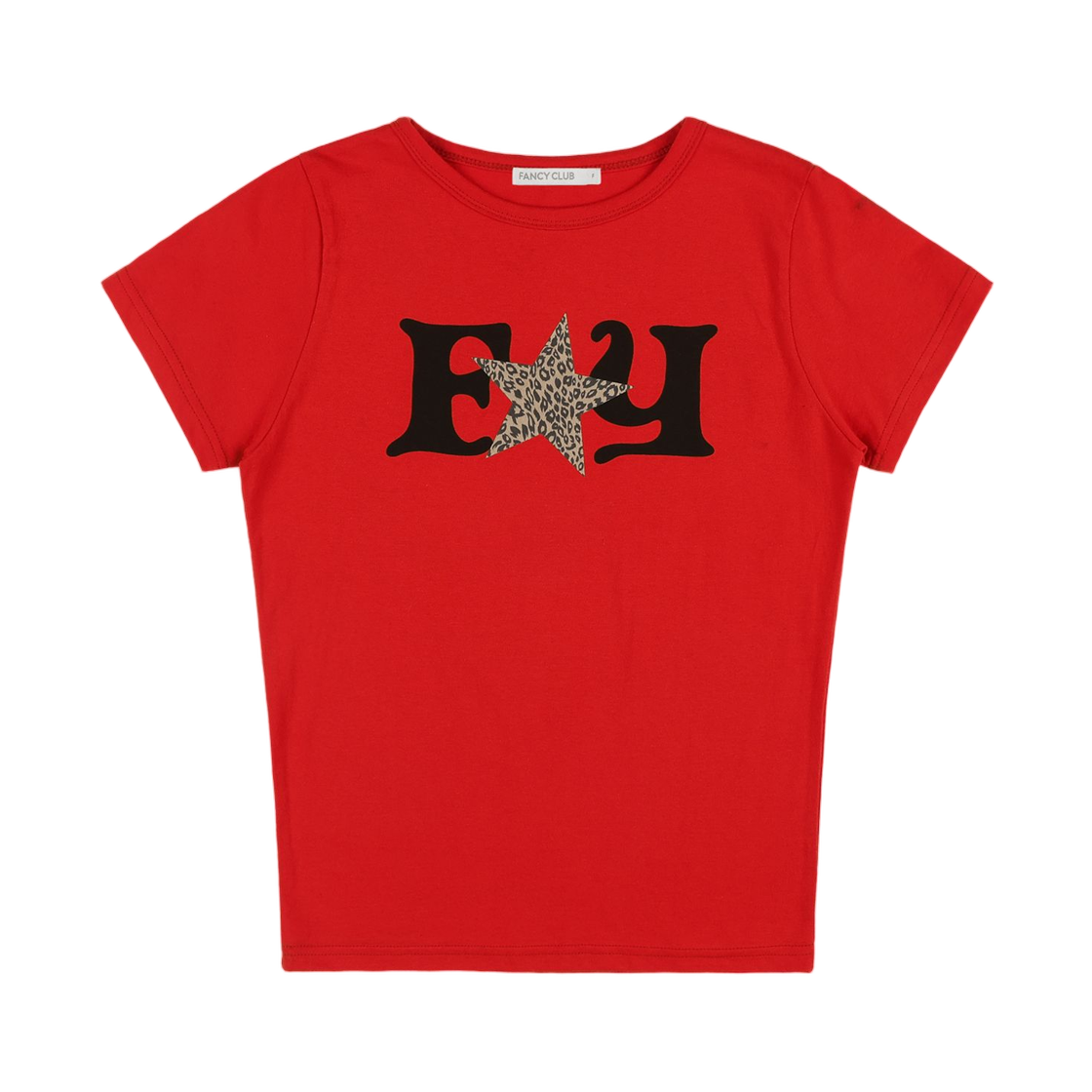(W) 팬시 클럽 FY 레오파드 티셔츠 레드((W) Fancy Club FY Leopard T-Shirt Red)