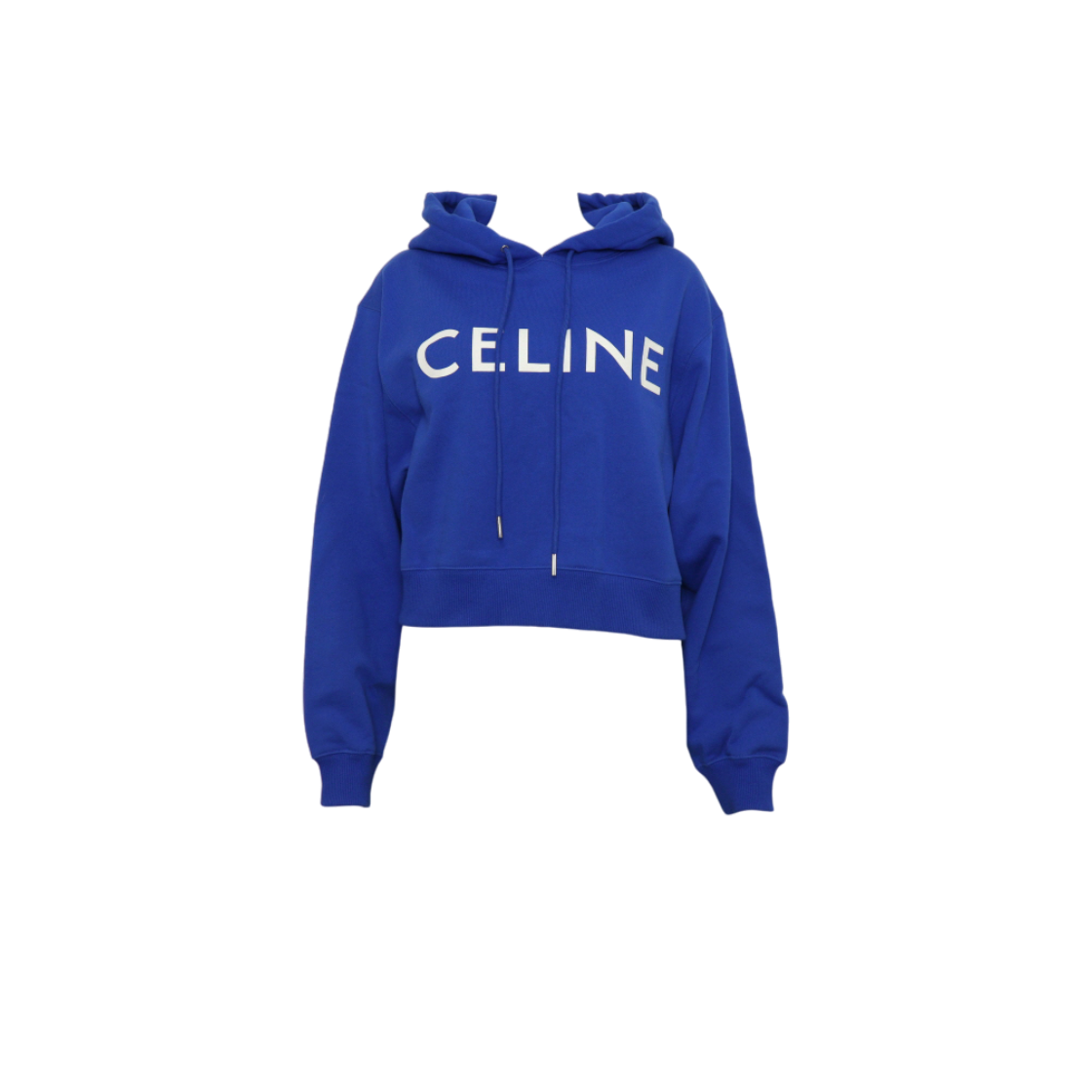 ITB6C8KP5FQF Celine Blue Cotton Fleece Cropped Logo Hoodie
