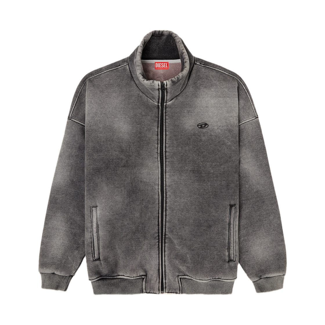 A216840WFCU-02A Diesel Teddy-Lined Zip Jacket with Denim Effect Grey