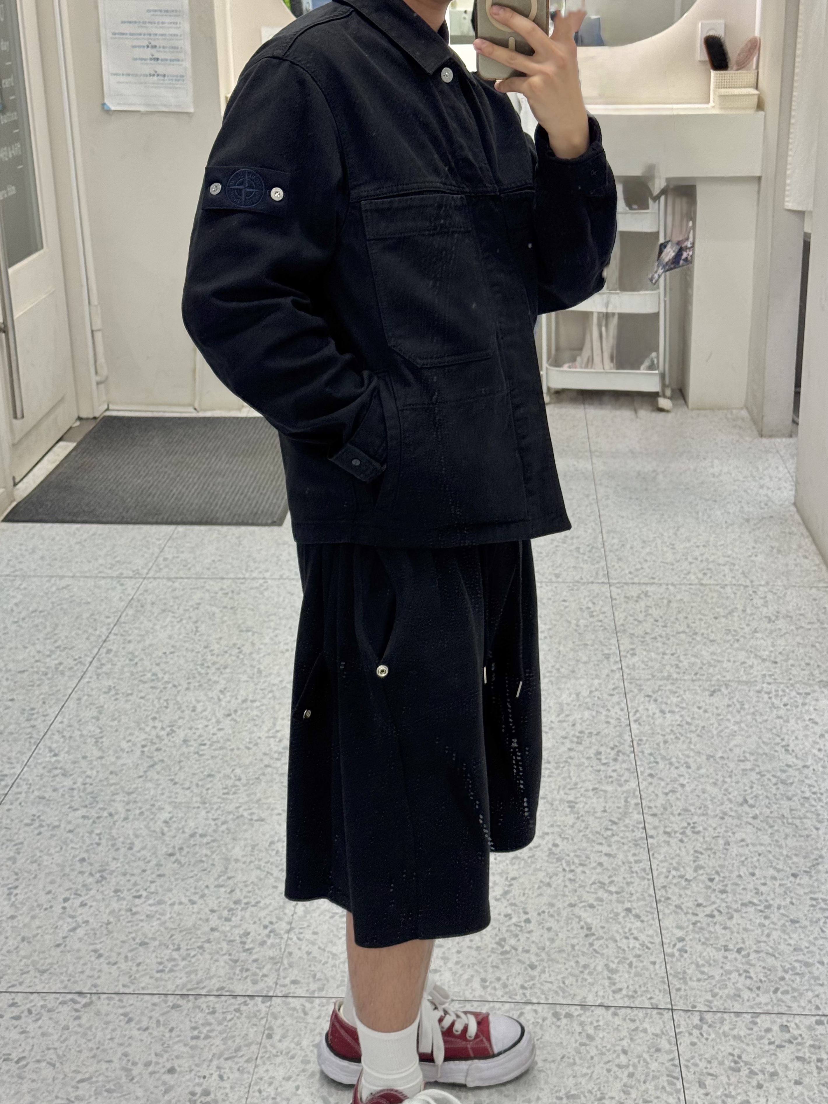 Stone Island 4100006 Light Bull Denim-TC Coach Jacket with Anti-Drop Black - 26SS, Maison Mihara Yasuhiro Peterson23 OG Sole Canvas Low-top Sneakers Bordeaux 착용 스타일 - 2