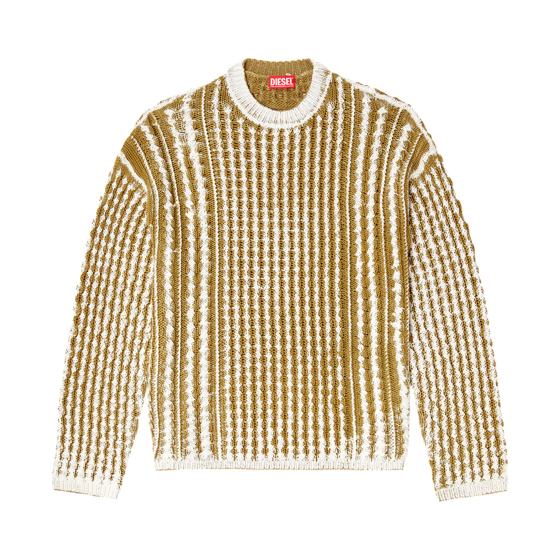 A214250GFCN-5EY Diesel Reverse-Print Cable-Knit Jumper Brown White